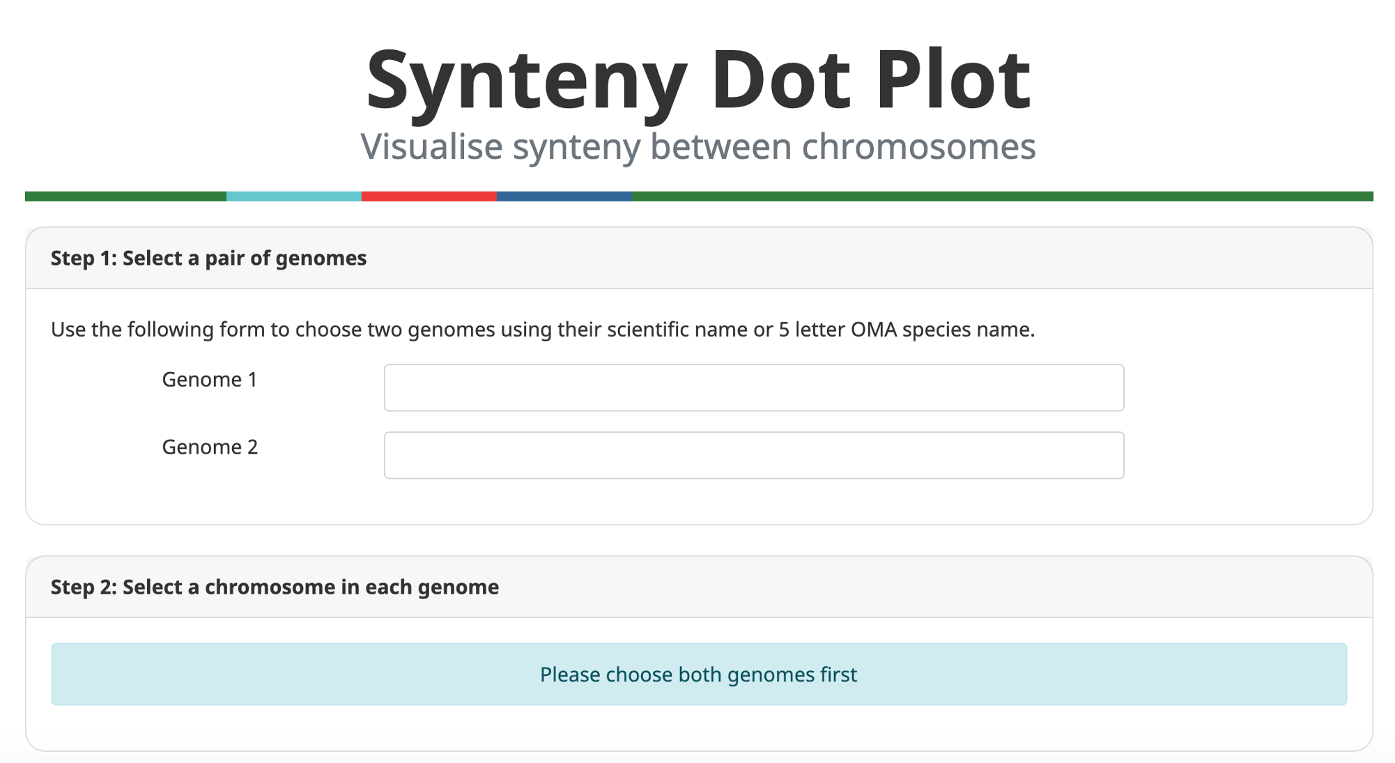 Selecting the genome pair for synteny visualization in OMA